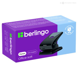 Дырокол 65 л Berlingo DD m 65168 Office Soft металл с линейкой черный