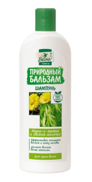 Шампунь 430 мл, ВЕСНА, для сухих волос, «Мать-и-мачеха и овсяное молочко», 7128  603165
